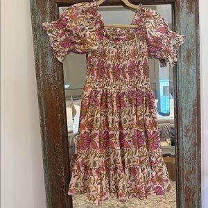 Mille Pink Floral Smocked Mini Dress with Puff Sleeves - size XS EUC